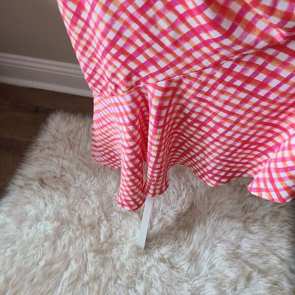 Tommy Bahama Slip Dress Large Tall Gingham Straps Maxi Beach Ruffles‎ Vibrant - Picture 8 of 12